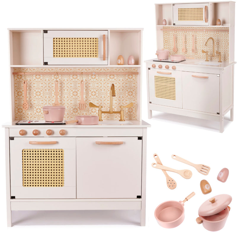 Boho Retro Lekekjøkken i Tre for Barn med Tilbehør – 100cm