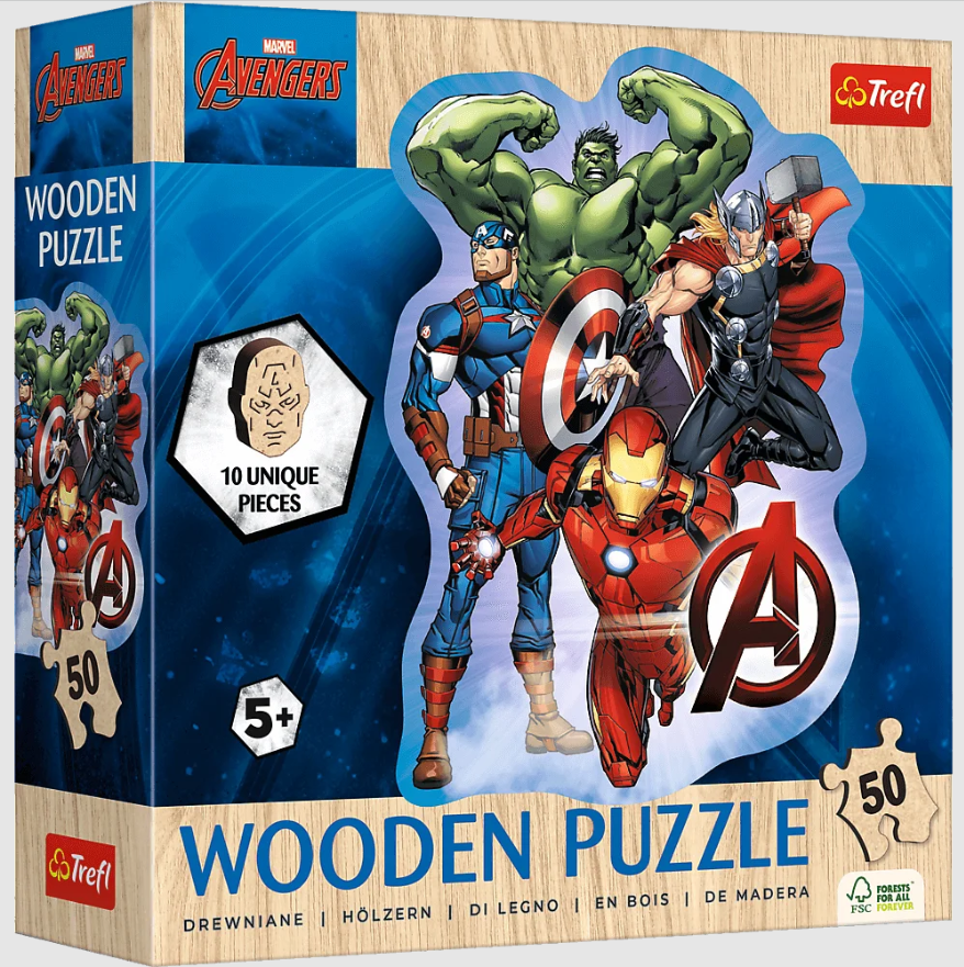 50-Piece Wooden Contour Puzzle - Avengers Adventures