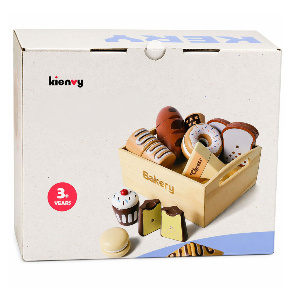 Wooden Bakery Play Set – Bread with Velcro in Storage Box – 10 Pieces