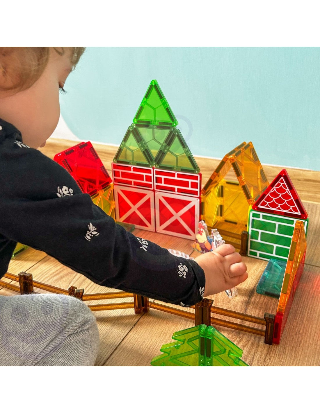 WOOPIE Magnetisk Gårdsbyggeklosser – 3D Magnetiske Fliser med Dyr