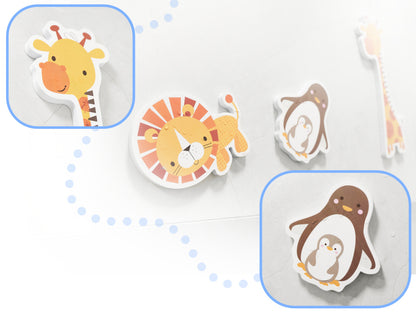 Set of animal-themed wall stickers on a white background

