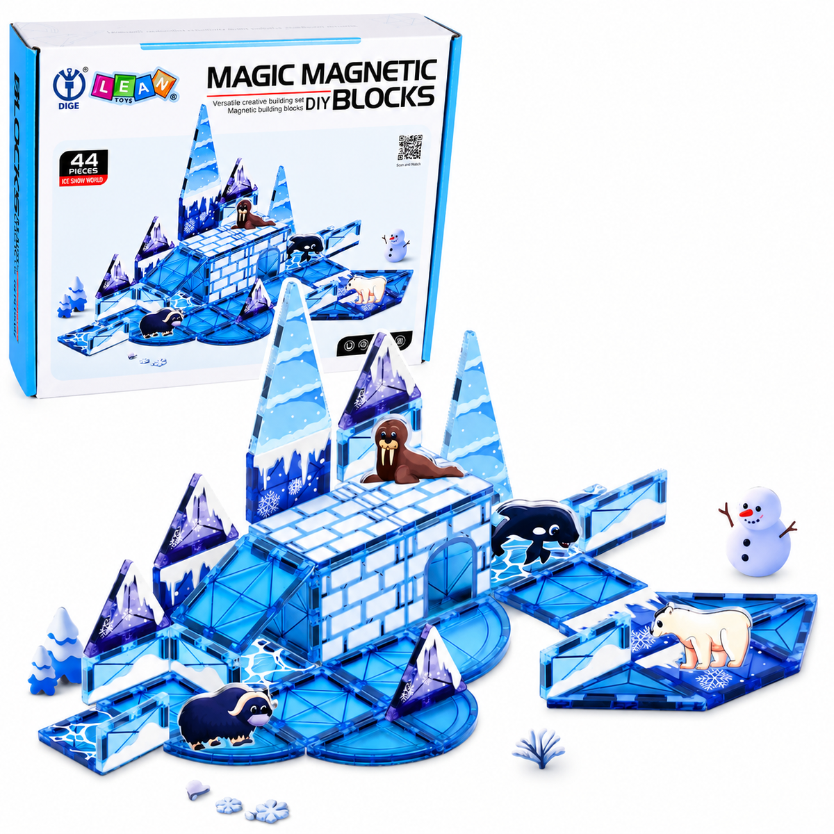 Magnetiske byggeklosser – Isdyr – 44 deler
