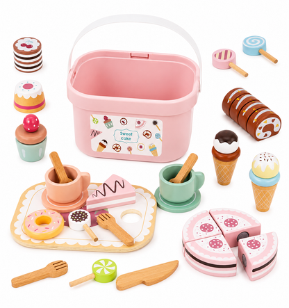 Wooden Sweet Treats Dessert Play Set – Cakes, Ice Cream & Bakery Box