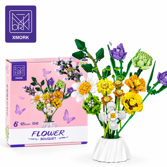 Bygg din egen fargerike blomsterbukett – 925 deler