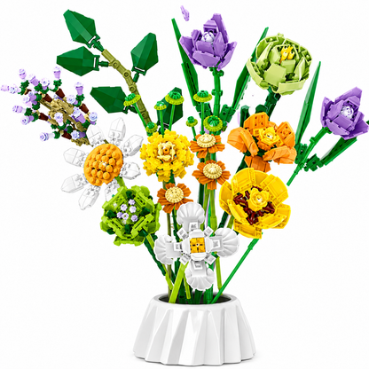 Bygg din egen fargerike blomsterbukett – 925 deler