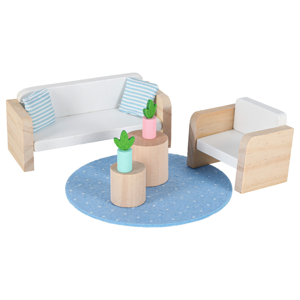 Portable Dollhouse in a Suitcase with Wooden Furniture & Accessories