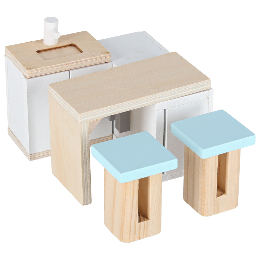 Portable Dollhouse in a Suitcase with Wooden Furniture & Accessories