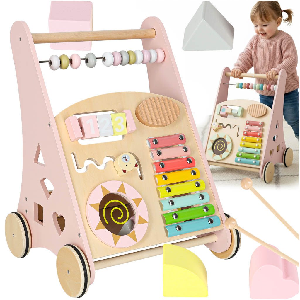 Gåvogn for baby i rosa tre