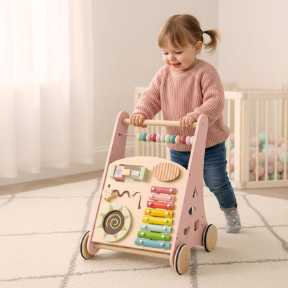 Gåvogn for baby i rosa tre