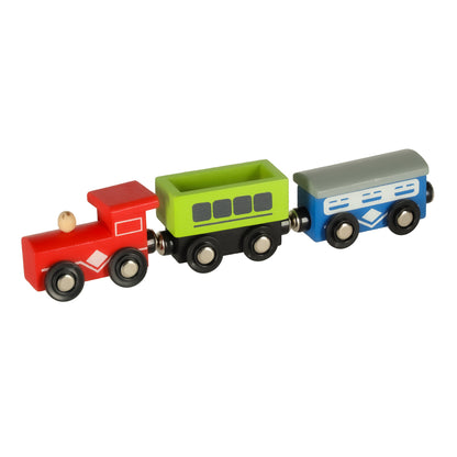 Wooden Train Set with Locomotive & City Railroad – 69 Piece Building Kit