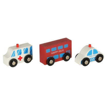 Wooden Train Set with Locomotive & City Railroad – 69 Piece Building Kit