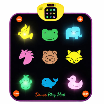 Interaktivt danseunderlag med dyremotiv for barn – musikalsk gulvspill med lys
