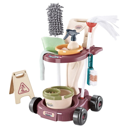 Kids Housekeeping Play Set – 26-Piece Cleaning Trolley & Vacuum
