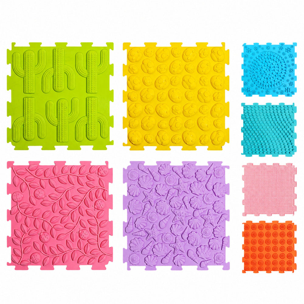 Sensorisk silikonpuslespillmatte – Fargerik sensorisk sti – 12 deler – 25 cm