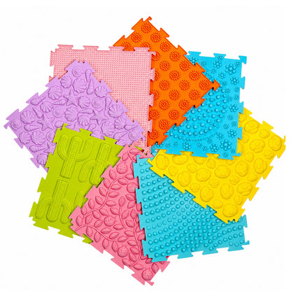 Sensorisk silikonpuslespillmatte – Fargerik sensorisk sti – 12 deler – 25 cm