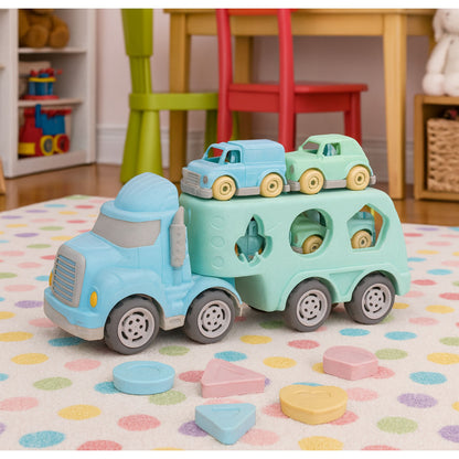 Tow Truck Shape Sorter with Cars & Blocks – BIO Recycled Plastic