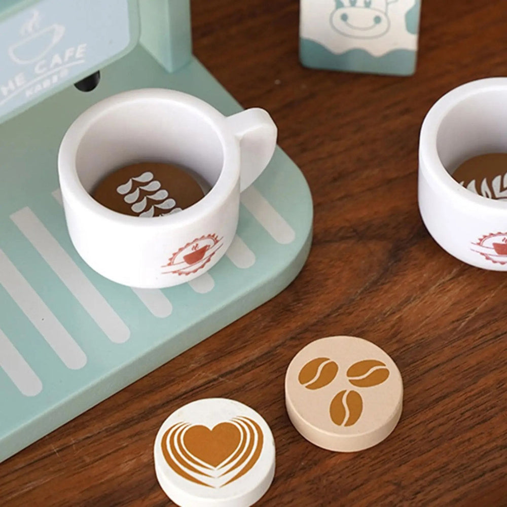 Wooden Coffee Maker Play Set – Cups, Milk & Accessories for Kids