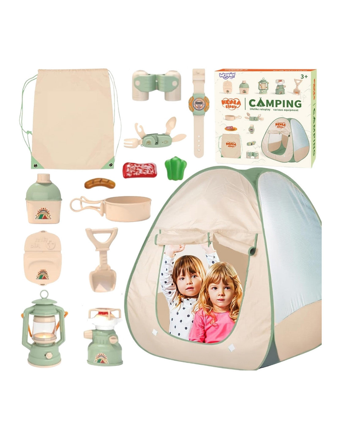 Little Explorer Campingtelt Lekesett XXL – 15-delers eventyrlig oppdagelsessett