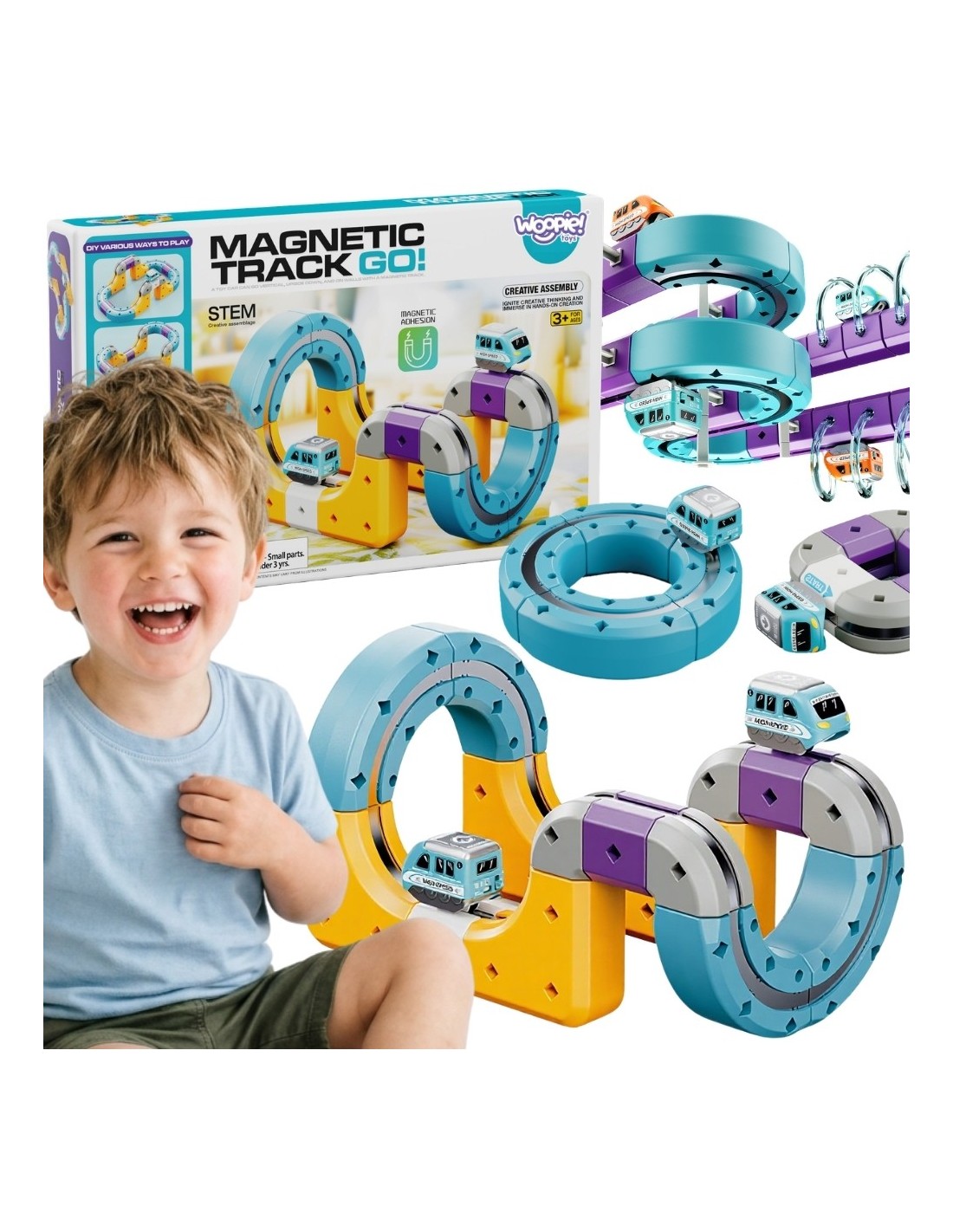 WOOPIE Magnetic Track Construction Set with Attraction Effect – 39 Piece Building Kit